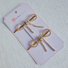 Load image into Gallery viewer, Adorable Sparkle Bow Bobby Pin Set Of 2