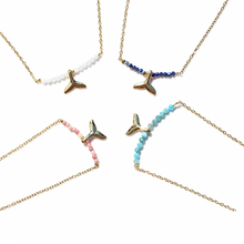 Load image into Gallery viewer, Whale Tail Beaded Necklace – Dainty Gold Ocean Necklace with Miyuki Beads