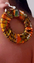 Load image into Gallery viewer, Handmade Kente and Wire Wooden Earrings.