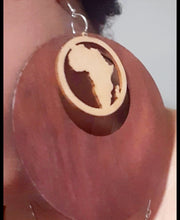 Load image into Gallery viewer, Handmade XL Wooden Africa Hoop Earrings