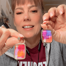 Load image into Gallery viewer, Framed Abstract Watercolor Dangle Earrings – Handmade in Charlotte NC