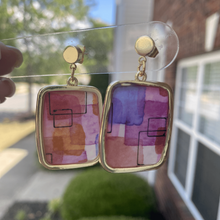 Load image into Gallery viewer, Framed Abstract Watercolor Dangle Earrings – Handmade in Charlotte NC