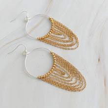 Load image into Gallery viewer, Chain Drapes Two Tone Earrings
