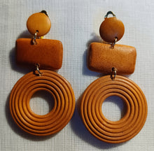 Load image into Gallery viewer, Clip on minimalist wood hoop earrings
