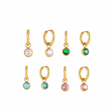 Load image into Gallery viewer, Gold Crystal Drop Huggie Hoop Earrings
