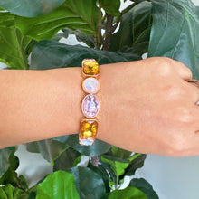 Load image into Gallery viewer, Golden Glow Stretch Bracelet – Faceted Stones for Subtle Elegance
