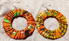 Load image into Gallery viewer, Handmade Kente and Wire Wooden Earrings.
