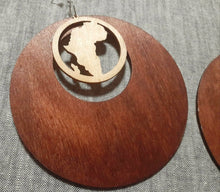 Load image into Gallery viewer, Handmade XL Wooden Africa Hoop Earrings
