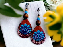 Load image into Gallery viewer, Handmade boho wooden earrings
