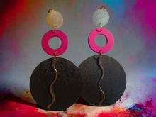 Load image into Gallery viewer, Handpainted colorblock clip on earrings
