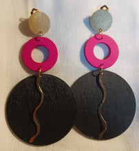 Load image into Gallery viewer, Handpainted colorblock clip on earrings
