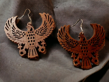 Load image into Gallery viewer, Horus with The Ankh Wooden Earrings
