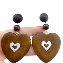 Load image into Gallery viewer, Wood Heart Earrings
