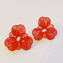 Load image into Gallery viewer, Princess Pearl Centered Flower Earrings
