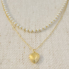 Load image into Gallery viewer, Pearls And Heart Locket Layered Necklace
