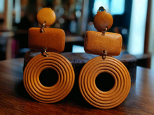 Load image into Gallery viewer, Clip on minimalist wood hoop earrings
