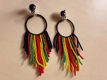 Load image into Gallery viewer, Handmade afrocentric colors beaded tassel hoops
