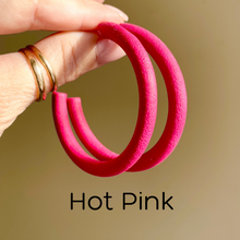 Load image into Gallery viewer, Round Hoops  | Pick Your Size | Handcrafted Polymer Clay Earrings
