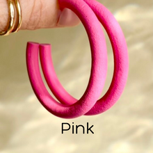 Load image into Gallery viewer, Round Hoops  | Pick Your Size | Handcrafted Polymer Clay Earrings
