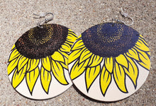Load image into Gallery viewer, Wooden Sunflower Art Leaf Earrings
