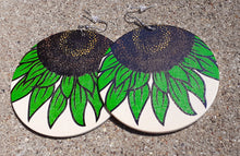 Load image into Gallery viewer, Wooden Sunflower Art Leaf Earrings
